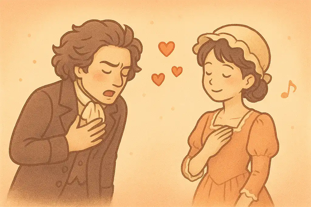 「エリーゼのために」をイメージしたベートーヴェンの愛の告白イラスト