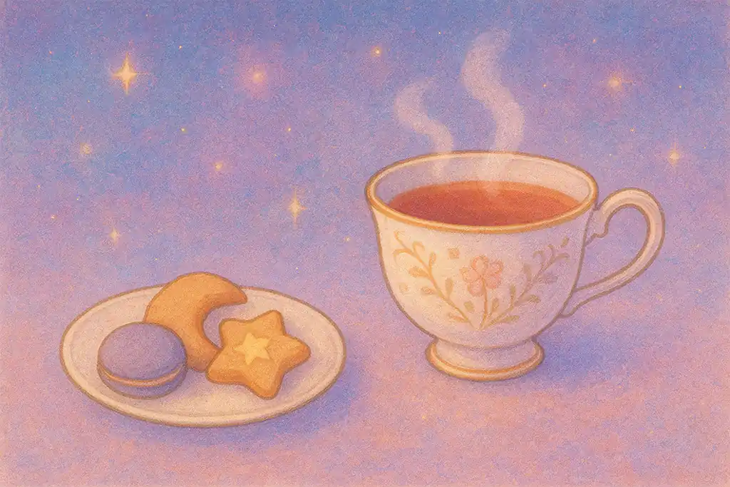 かわいいクッキーとおいしそうな紅茶のイラスト