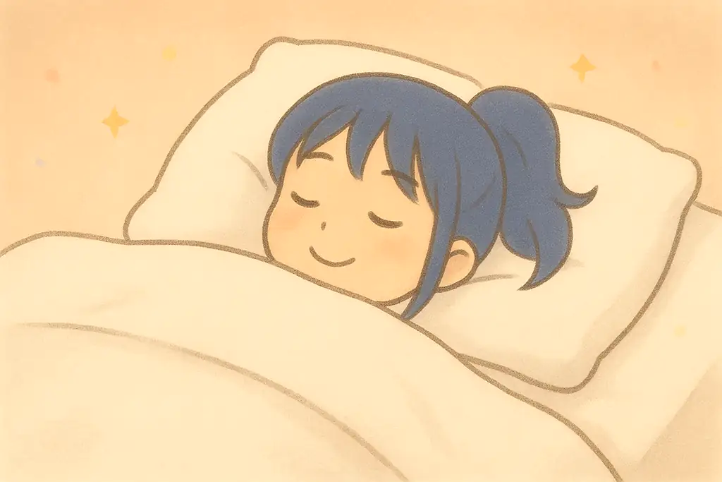 すやすや気持ちよさそうに眠る女性のイラスト